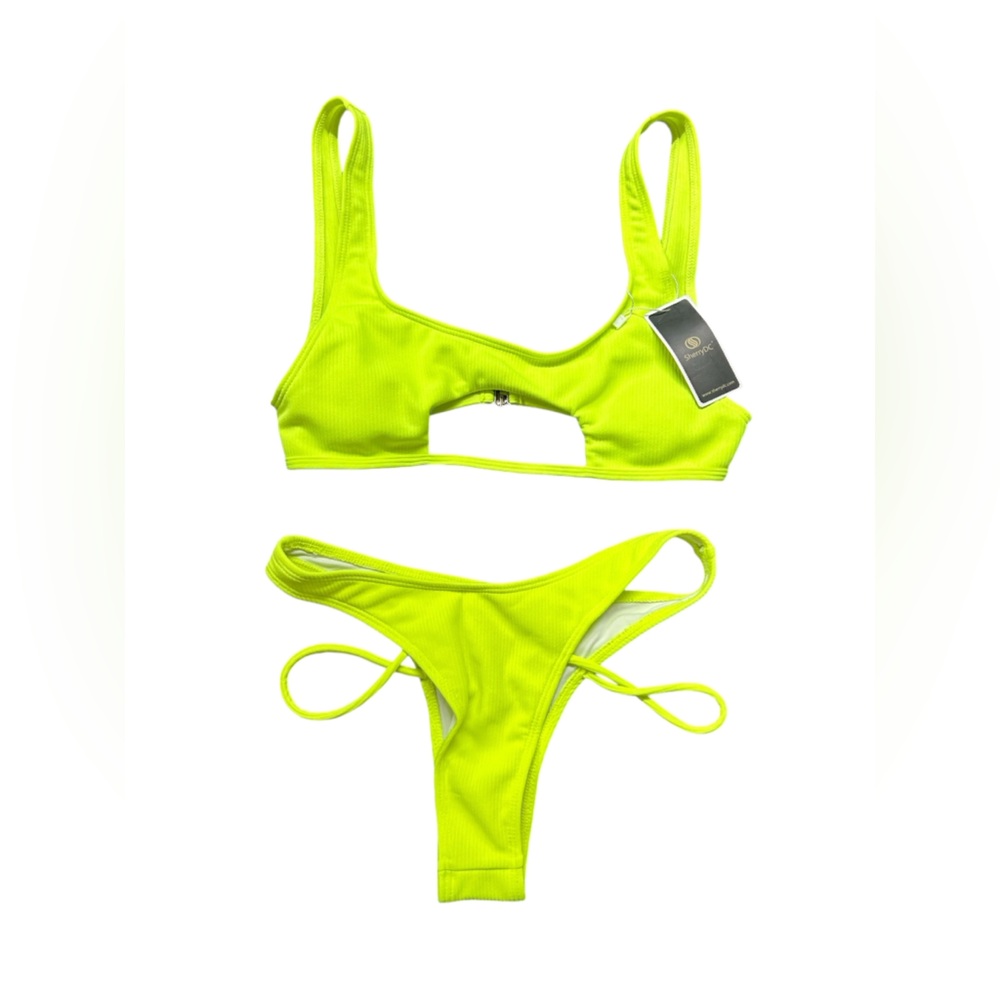SHERRYDC womens neon sexy bikini thong swim set size small NWT